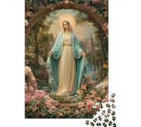 Vierge Marie Puzzles en Bois pour Adultes 1000 Pièces Jeux Éducatifs Décoration Intérieure Cadeaux d'anniversaire pour Jeu De Défi Familial Stress Relief Toy 1000pcs (75x50cm)
