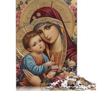 Vierge Marie Puzzles en Bois pour Adultes 300 Pièces Cadeaux De Pâques Décoration Intérieure Jeu De Défi Familial Jeux Éducatifs Stress Relief Toy 300pcs (40x28cm)