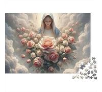Vierge Marie Roses 1000 Pièces Puzzle Adulte Carton Épais Anti-Stress Difficile pour Experts pour Collectionner Livraison Rapide 70x50cm/1000pcs