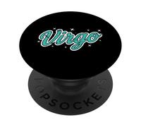 Vierge Retro Script Zodiac Sarcelle PopSockets PopGrip Adhésif