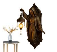 Vierge Wall Sconce, décoration lumineuse de figurine en résine, lampe vintage classique pour la chambre à coucher intérieure salle de bain salle de bain, accent de maison inspiré religieux pour le do