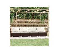 Vierzitsbank met kussens poly rattan bruin317508