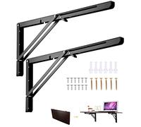 Viesap Equerre Etagere 500mm, 2 PCS Noir Support Console Pliable, Supports D' étagères, Lourds Support Console Pliable Rétractable, Cadre de Support D'étagère de Garage, Lourds Support Pour Cuisine.