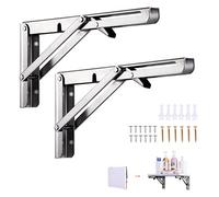 Viesap Équerre Pliante250mm, 2 pièces equerre etagere murale, Equerre Etagere, Charge Maximale 50kg (sans planche de bois), Support Console Pliable En Acier Inoxydable, pour Garage, Cuisine, Chambre.