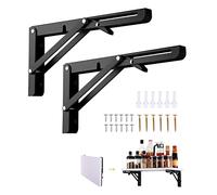 Viesap Équerre Pliante250mm, 2 Pièces Noir Support Console Pliable, Supports D' étagères Pliants Charge, Lourds Support Console Pliable Rétractable, Equerre Etagere, Pour Garage, Cuisine, Chambre.
