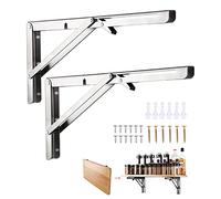 Viesap Équerre Pliante350mm, 2 Pièces Support Console Pliable En Acier Inoxydable, Supports D' étagères Pliants Charge, Lourds Support Console Pliable Rétractable, Pour Garage, Cuisine, Chambre.