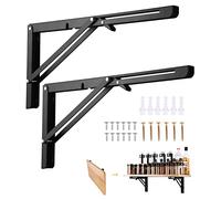 Viesap Équerre Pliante400mm, 2 Pièces Noir Support Console Pliable, Supports D' étagères Pliants Charge, Lourds Support Console Pliable Rétractable, Equerre Etagere, Pour Garage, Cuisine, Chambre.