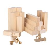 Viesap Tilleul Sculpture, 16PCS Blocs Sculpture En Bois Couleur Naturelle, Pour Enfants, Adultes, Débutants, Résistant à L'usure Bloc De Bois Brut Sculpture