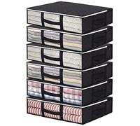 Vieshful Lot de 6 boîtes de rangement sous le lit 40 l Sacs à vêtements pliables Grande capacité Contenants de rangement avec fenêtre transparente poignées renforcées Fermeture éclair pour couettes