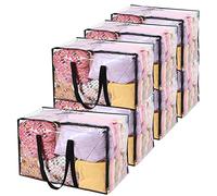 Vieshful Lot de 7 Sac de rangement de vêtements, 110L organisateur de placard zippé, conteneurs de stockage en plastique déplacer des sacs pour couette, couverture, literie