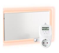 VIESTA® H400 Chauffage infrarouge 400 W - Panneau 60×60 cm, Carbon Crystal, sans cadre, mural/plafond, IP20, TÜV/GS, protection surchauffe, incl. thermostat enfichable TH12 (7 jours)