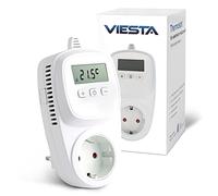 VIESTA® TH10 Thermostat de prise (230V) - Régulateur de température numérique avec mémoire EEPROM et écran, contrôle manuel, protection antigel et Plug-and-Play - pour chauffages et appareils