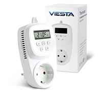 VIESTA® TH12 thermostat prise, programmable, 7 jours, 230 V / 16 A / 3600 W, 5-35°C, 0,5°C, écran LCD, EEPROM, protection antigel, pour chauffages électriques, panneaux chauffants