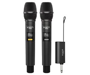 Vieta Pro Deux microphones sans fil, Party Mic Duo, Connecteur USB-C, 6,5 mm Mono Jack, Faible interférence et un récepteur jusqu'à 12 heures.