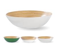 VIETLUSH Saladier en bambou naturel, fait à la main, 30,5 cm, léger, grand bol pour aliments, fruits et service, élégant bol en bois pour cuisine, salade et décoration, blanc nacré
