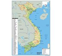 Vietnam physiques Map - Papier laminé A1 Size 59.4 x 84.1 cm