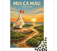 Vietnam Travel Poster Puzzles 1000 pièces | Jeux éducatifs d'analyse et de logique pour renforcer l'amour entre les couples 38x26cm
