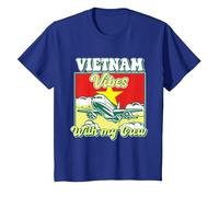 Vietnam Vibes with My Crew Travel Vietnam T-Shirt, Enfant, Bleu Royal, 10 Ans
