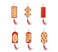 Vietnamese Bonsai Pendant, Set of 6 Fortune Bringing Decor, 2025 Lunar New Year Ornament, Decorative Fortune Bringing Decor with Rope for Car Potted Plants