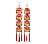Vietnamese New Year Couplets, 2-Piece Red Front Door Ornaments, Festive Red Couplets for Home, PVC Decorative Seasonal Ornament for Living Room, Restaurant, and Festival Events, Traditional Tet