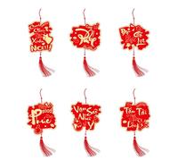 Vietnamese New Year Decor,Set of 6 Fortune Bringing Decor | 2025 Lunar New Year Ornament, Decorative Fortune Bringing Decor with Rope for Car Potted Plants