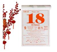 Vietnamien Traditionnel - Calendrier Mural 2026 - Calendrier Perpétuel À Déchirer De L'année Du Cheval Avec Almanach Chinois | Planificateur Quotidien Et Mensuel Pour La Maison, Le Bureau, La Ferme, L