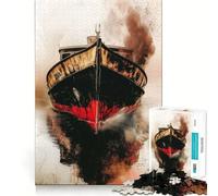 Vieux Bateau dans Le Brouillard Puzzle de 1000 pièces pour Adultes pour stimuler la mémoire et se détendre mentalement Découpe de qualité supérieure Surprise chaleureuse (38x52cm)