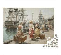 Vieux Bateau en Bois et Promenade | pour Adultes |Jeune Femme embarquant sur Un paquebot| 1000pcs (75x50cm) Puzzles Jeux Éducatifs Puzzles De Décoration Intérieure