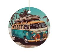 Vieux Bus avec Planche De Surf Hanging Noël Pendentif Porcelaine Souvenirs pour Vacances Fête Magasins