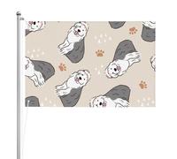 vieux chien de berger anglais,Drapeau de jardin, bannière décorative, drapeau double face, 2 x 3 pieds, pour extérieur et intérieur