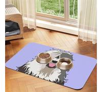 Vieux Chien de Berger Anglais,Tapis d'alimentation pour Animaux de Compagnie, Sets de Table en Cuir PU pour Chats et Chiens,30x45cm