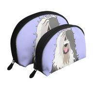 Vieux Chien de Berger Anglais, Trousse de Maquillage Coquille Femme Petit Porte-Monnaie Trousse de Toilette Trousse à cosmétiques 2 pièces