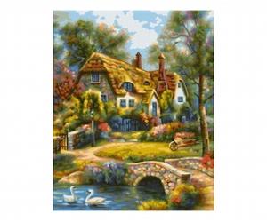 Vieux Cottage anglais - peinture par numéros