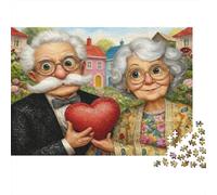 Vieux Couple Amour Puzzle 1000 Pièces Adulte en Carton Recyclé,Jeu De Puzzle À Assembler Soi-même défi Entre Amis pour Un Moment De Complicité,Étoile du Cadeau De Noël 52x38cm/1000pcs