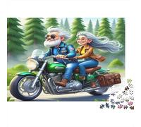 Vieux Couple Motard Puzzle 1000 pièces, Aventure croisière, Pièces emboîtables, Œuvre détaillée, Carton épais pour Seniors, 70x50cm
