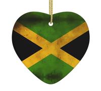 Vieux drapeau jamaïcain de Noël en forme de cœur à suspendre Impression double face Convient pour les centres commerciaux supermarchés décorations
