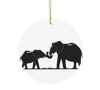 (vieux éléphant et jeune éléphant) Arbre de Noël imprimé Ornements Pendentifs en aluminium 1 pièce Ornements de Noël ronds pour roman 8 cm