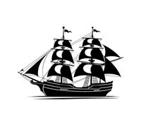 vieux marin, navire ancien, galion mythique, conception de navire Stickers muraux en vinyle 36x51.9cm Décoration de magasin Noir