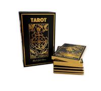 Vieux Monde Express Jeu de tarot noir et doré | Design de tarot classique et feuille d'or | Guide de 88 pages
