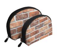 Vieux Mur de Briques, Trousse de Maquillage Coquille Femme Petit Porte-Monnaie Trousse de Toilette Trousse à cosmétiques 2 pièces