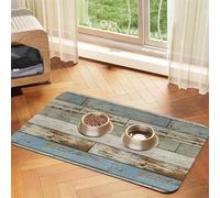 Vieux tapis d'alimentation en bois imprimé pour chiens, chats, animaux domestiques, nappe en cuir absorbant 60 x 40 cm