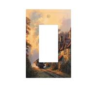 Vieux train à vapeur chalets de campagne coucher de soleil interrupteur plaque murale plaque frontale simple bascule 1 gang décoratif prise de courant pour la maison, la cuisine, la salle de bain
