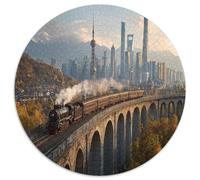 Vieux Train à Vapeur-Site Touristique Moderne de Shanghai 1000pcs (67.5x67.5cm) Puzzles Adaptés Aux Adultes Et Aux Personnes Âgées De 14 Ans Et Plus