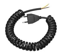 VIEVRE Câble de raccordement avec fiche - Câble spiralé de 2 m - Noir - Extensible de 0,6 à 2 m - Câble d'alimentation avec fiche européenne - Plat - 250 V / 2,5 A - IP20 - Intérieur
