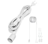 VIEVRE Douille de lampe E27 avec câble et interrupteur, 5 m, douille E27, prise européenne, blanc, douille E27 avec câble pour lampe suspendue, plafonnier, éclairage DIY, max. 80 W, 1 pièce