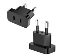 VIEVRE Lot de 2 adaptateurs US vers EU, prise américaine, 250 V US vers EU, avec bloc d'alimentation américain converti pour appareils, puissance maximale 2200 W, noir