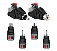 VIEVRE Lot de 6 Fiches RCA Mâle et Femelle Vers Borne à Vis AV, Adaptateur RCA à Visser Sans Soudure, Connecteurs de Haut-Parleur (3 Mâles et 3 Femelles)