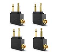 VIEVRE Pack de 4 Adaptateur Casque Avion, Adaptateur Casque Avion, Adaptateur Compagnie Aérienne Plaqué Or, Casque Avion, Adaptateur Casque Avion Jack Stéréo 3,5 mm Audio pour Casque Toutes Compagnie