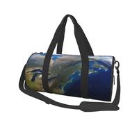 View from Space America on The Day Sac de sport rond pliable pour homme et femme Noir Taille unique, Noir , Taille unique