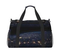 View of Earth Sac de sport de voyage pour femme avec compartiment, sac fourre-tout pour homme et femme, sac fourre-tout pour le week-end, sac à main pour femme, Noir , Taille unique